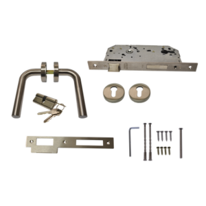 Kit de Manija y Mecanismo para Puerta / Acero Inoxidable / Puertas 35-45 mm / ANSI Grado 2 / 600,000 Ciclos / Cilindro 35 x 35 mm