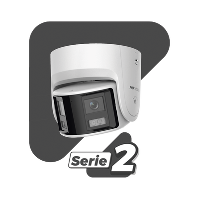 Cámara Turret IP / 4 Megapixel / Dual Lente 2.8 mm / Panorámica 180° / IR 30 m (98.4 ft) / IP67 / Audio Bidireccional / AcuSense / WDR 120 dB
