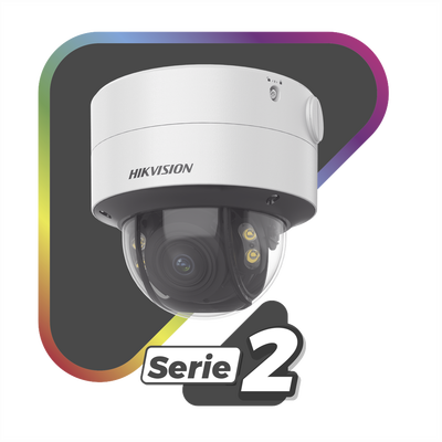 Domo IP / 4 MP / Color 24/7 / Lente Varifocal 3.6-9 mm / Luz Blanca 40 m (131 pies) / WDR 130 dB / IP67 / IK10 / AcuSense / MicroSD 512 GB