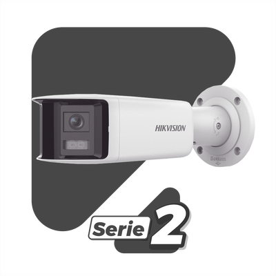 Cámara Bala IP / 4 Megapixel / Dual Lente 2.8 mm / Panorámica 180° / IR 40 m (131.2 ft) / WDR 120 dB / IP67 / Audio Bidireccional / PoE