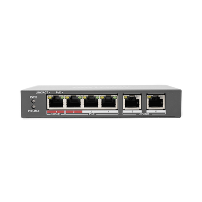 Switch PoE+ / No Administrable / 3 Puertos 10/100 Mbps PoE+ 30W / 1 Puerto Hi-PoE 60W / 2 Puertos Uplink / Modo Extendido hasta 300 m (984 pies)