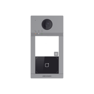 Videoportero IP 2 Megapixel / Llamada y Apertura Remota desde App Hik-Connect / PoE / Exterior IP65 + Antivandalico IK08 / 1 Departamento / Apertura con Tarjeta / Soporta 2 Puertas y hasta 6 Monitores