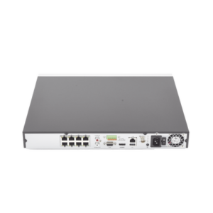 NVR 12 Megapixel (4K) / Reconocimiento Facial / 8 Canales IP / Base de Datos / Hasta 100,000 Fotografías / 8 Puertos PoE+ / 2 Bahías de Disco Duro / Switch PoE 300 mts / Bases de Datos / HDMI en 4K