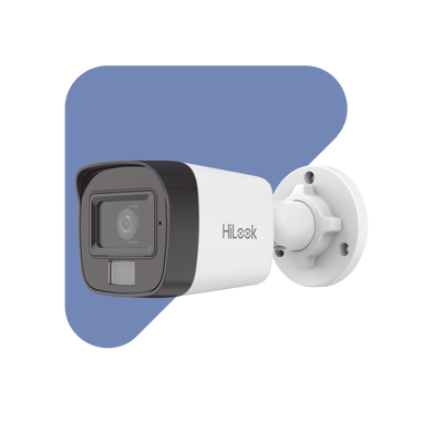 Cámara Bala IP / 4 Megapixel / Dual Light 20 m (65.6 ft) IR + 15 m (49.2 ft) Luz Blanca / Lente 2.8 mm / 104° / IP67 / PoE / Audio Integrado