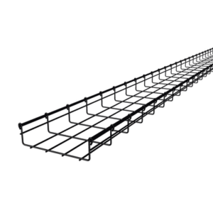 Charola Tipo Malla / Ancho 200 mm / Peralte 66 mm / Capacidad 50 kg/m / Tramo 3 m (9.8 ft) / Acabado Epóxico Negro