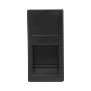 Medio Módulo / 1 Puerto Keystone RJ45 / Guardapolvo Integrado / Cajas Teleblock y Ofiblock / Acabado Negro
