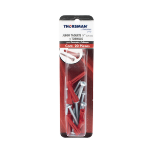 Kit de Fijación / Taquetes de Doble Expansión 1/4" / Tornillos 10 x 1 1/2" (38 mm) / Carga 60 kg / 20 Piezas
