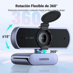 Cámara Web / Full HD 1080p@30FPS / Micrófonos Duales con Cancelación de Ruido / Ángulo de Visión 85° / Rotación 360° Horizontal