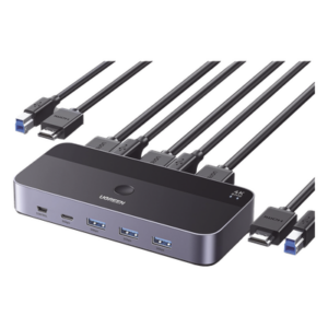 Conmutador KVM HDMI / 4K@60Hz HDR / 2 Entradas 1 Salida / 4 Puertos USB 3.0 / Carcasa Aluminio
