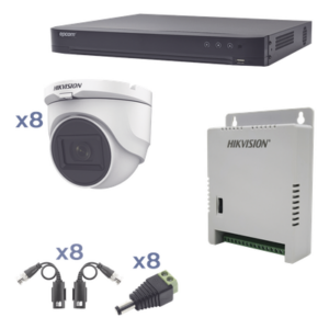 Kit de Videovigilancia TurboHD / DVR 8 Canales / 8 Cámaras Turret / 2.8 mm / 106° / IR 30 m (98.4 ft) / Audio Bidireccional / Reconocimiento Facial