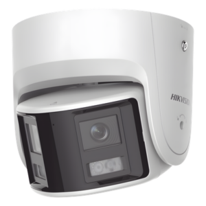 Cámara Turret IP Panorámica / 4 Megapixel / Dual Lente 2.8 mm / 180° / Color 24/7 / Luz Blanca 30 m (98.4 ft) / WDR 130 dB / IP67 / PoE