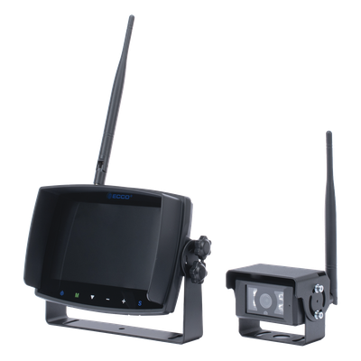 Sistema de Reversa Inalámbrico / Monitor Táctil 7" / Cámara IR CMOS / 2.4 GHz / 4 Canales / Grabación SD