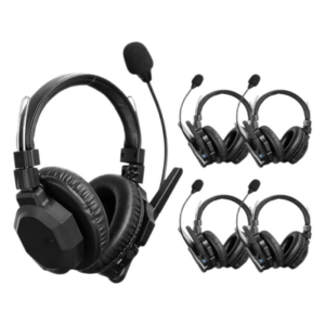 Intercomunicador Inalámbrico Binaural / Cancelación de Ruido IA / Alcance 500 m (1640 ft) / Bluetooth / Batería 1050 mAh / Full-Duplex / Kit 5 Unidades