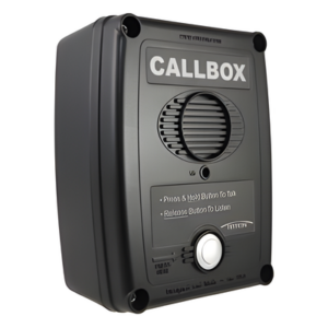 Callbox Inalámbrico UHF / 450-470 MHz / Gabinete de Policarbonato Resistente / PTT Antivandálico / Grabación de Mensajes / Uso en Exteriores