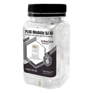 Plug Modular RJ45 / Cat6 / Sin Blindaje / 23AWG / Chapado Oro 30 Micras / 100 Piezas