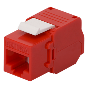 Módulo Jack Keystone / Cat6A / Toolless / Terminación 180° / Sin Blindaje / 1 Puerto / Color Rojo
