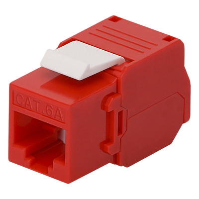 Módulo Jack Keystone / Cat6A / Toolless / Terminación 180° / Sin Blindaje / 1 Puerto / Color Rojo