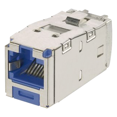 Jack RJ45 Blindado / Categoría 6A / 8P8C / Terminación sin Impacto / PoE 100W / Azul