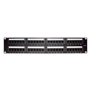 Panel de Parcheo de Impacto / 48 Puertos / Cat5e / 19 Pulgadas (48.26 cm) / 2U / T568A/T568B / Barra Organizadora