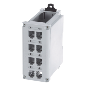 Panel de Parcheo Modular / Riel DIN 35 mm (1.38 pulgadas) / 8 Puertos Mini-Com / Blindado / Gris