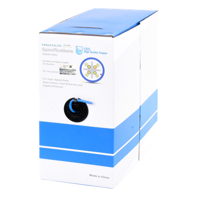 Bobina de Cable Cat6 / 305 m (1000 ft) / 24 AWG / CM / 250 MHz / UTP / Azul
