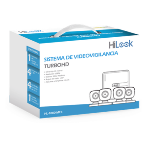 Kit TurboHD / 4 Canales / 4 Cámaras Bala 2 Megapixel / IR 20 m (65.6 ft) / H.265+ / IP66 / HDMI y VGA Simultáneo