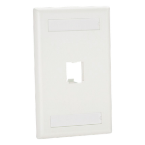 Placa de Pared Vertical / 1 Puerto Mini-Com / Diseño Plano / 2.75 x 4.5 pulgadas / Blanco