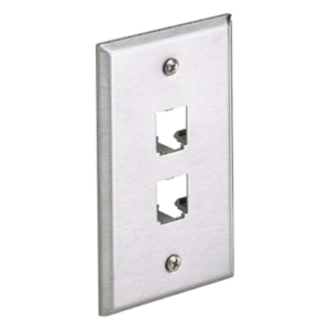 Placa de Pared Vertical / Acero Inoxidable Grado 304 / 2 Puertos Mini-Com / 2.75 x 4.5 pulgadas