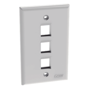Placa de Pared Vertical / 3 Puertos Keystone / ABS / 69.8 x 114.3 mm / 2.75 x 4.5 pulg. / Blanco