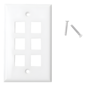 Placa de Pared / 6 Puertos / Keystone / Montaje Vertical / 70 x 115 mm / 2.75' x 4.52' / UL CE ETL