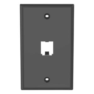 Placa de Pared Vertical / 1 Puerto / Mini-Com / Diseño Plano / ABS / 2.75 x 4.5 in / Negro