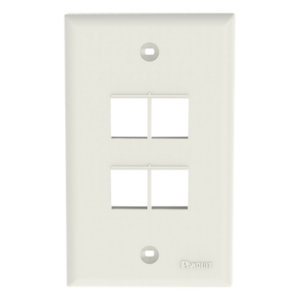 Placa de Pared Vertical / 4 Puertos Keystone / ABS / Blanco Mate / 69.8 x 114.3 mm / 2.75 x 4.5 pulg. / RoHS