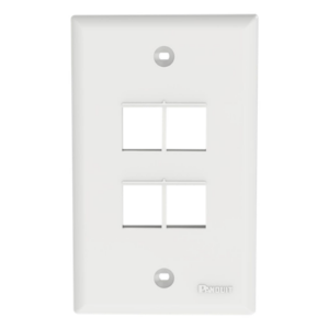 Placa de Pared Vertical / 4 Puertos Keystone / Montaje Vertical / 69.8 x 114.3 mm / 2.75 x 4.5 pulg. / ABS / Blanco