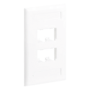 Placa de Pared Vertical / 4 Puertos Mini-Com / Diseño Inclinado / 2.75 x 4.5 in / ABS / Blanco