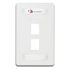 Placa de Pared Modular / 2 Salidas / Formato Single Gang / Resistente UV / Alto Impacto / Blanco