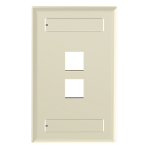 Placa de Pared Vertical / 2 Puertos Keystone / Diseño Plano / 69.8 x 114.3 mm / 2.75 x 4.5 pulg. / Color Marfil