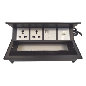 Caja Hub de Escritorio / 2 Contactos Universales / HDMI + RJ45 Cat6 / 2 USB Carga / Cable 1.80 m (5.9 ft) / IP20