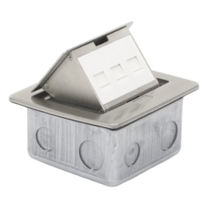 Mini Caja de Piso Rectangular / 12.4 x 12 x 7.2 cm / Acero Inoxidable 304 / 3 Puertos Keystone / 0.828 kg
