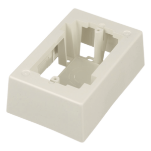 Caja de Pared Superficial / ABS Resistente / 5.09 x 3.34 x 1.75 in / Salidas 1/2, 3/4, 1 in / Blanco Mate