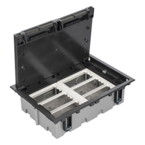 Caja de Piso Falso / 6 Módulos Dobles / Profundidad Ajustable 90-120 mm (3.54-4.72 in) / Tapa Embellecedora / IK08 / +125 °C