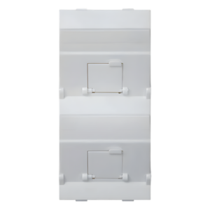 Placa Voz y Datos Inclinada / 2 Puertos RJ45 Keystone / Guardapolvos Integrados / 108×52 mm / Termoplástico
