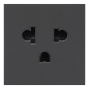 Módulo para Tomacorriente Euroamericano / Color Grafito / 45x45 mm (1.77 x 1.77 Pulgadas) / Compatible con Torres y Cajas para Escritorio