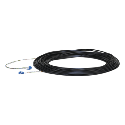 Cable de fibra óptica / Monomodo SM / 30 m (100 pies) / Conectores LC / 6 hilos G.657.A2 / Acero y Kevlar / IP exterior