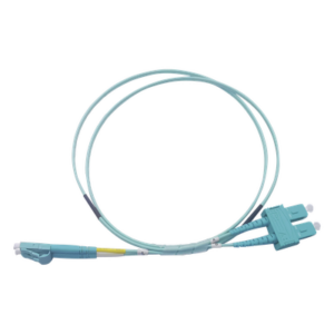 Jumper de Fibra Óptica / Multimodo OM3 50/125 / LC-SC Dúplex / OFNR Riser / 2.0 mm / 3 m (9.84 pies) / Aqua