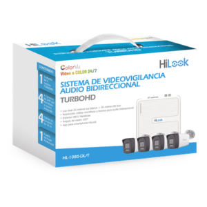 Kit TurboHD / DVR 4 Canales / 4 Cámaras Bala 1080p Lite / Visión Nocturna 20 m (65.6 ft) / Audio Bidireccional / Dual Light / H.265+ / Fuente de Poder Profesional / Cables Siameses 18 m (59.1 ft)