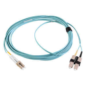 Jumper de Fibra Óptica Multimodo 50/125 OM3 / LC-SC Duplex / OFNR / Aqua / 1 Metro (3.28 Pies)