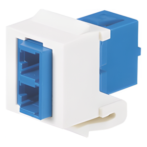Módulo Acoplador LC Duplex / Fibra Monomodo OS1/OS2 / Tipo Keystone / Cerámica Zirconia / Blanco Mate