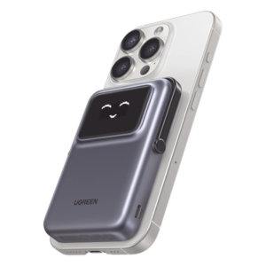 Power Bank Inalámbrico / 10000 mAh / Carga Inalámbrica 7.5W / USB-C 20W / Pantalla TFT con Emojis / Soporte Plegable / Succión Magnética 10N