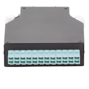 Distribuidor de Fibra Óptica / Riel DIN / 12 Acopladores LC/UPC Dúplex Multimodo / Charola 24 Fusiones / Acero Laminado / 1.57 x 4.96 x 5.59 in