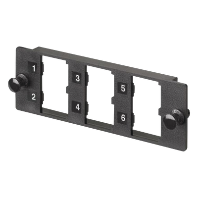 Placa Modular / 6 Puertos Mini-Com / Fibra Óptica, Cobre, Audio y Video / 109.2 mm (4.3') Ancho / Negro
